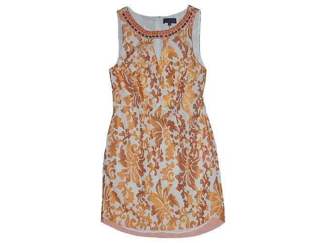 Vestido Hale Bob Laranja e Branco de Algodão - vista 3