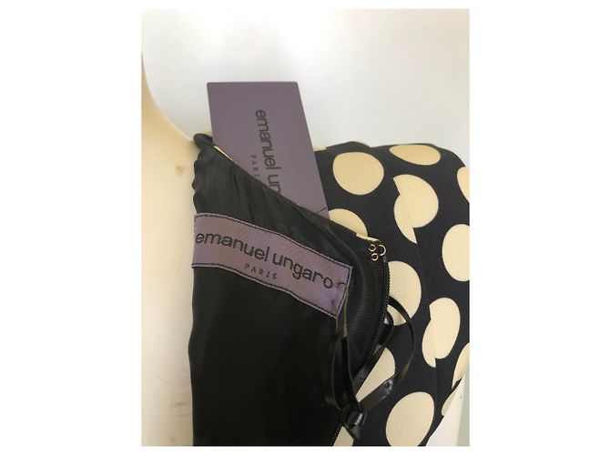 Vestido Emanuel Ungaro Asimétrico de Lana Amarillo con Lunares - vista 10