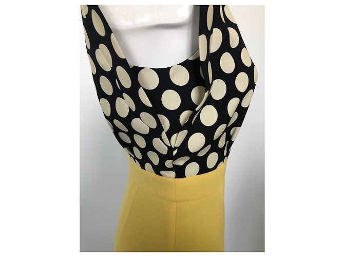 Vestido Emanuel Ungaro Asimétrico de Lana Amarillo con Lunares - vista 6