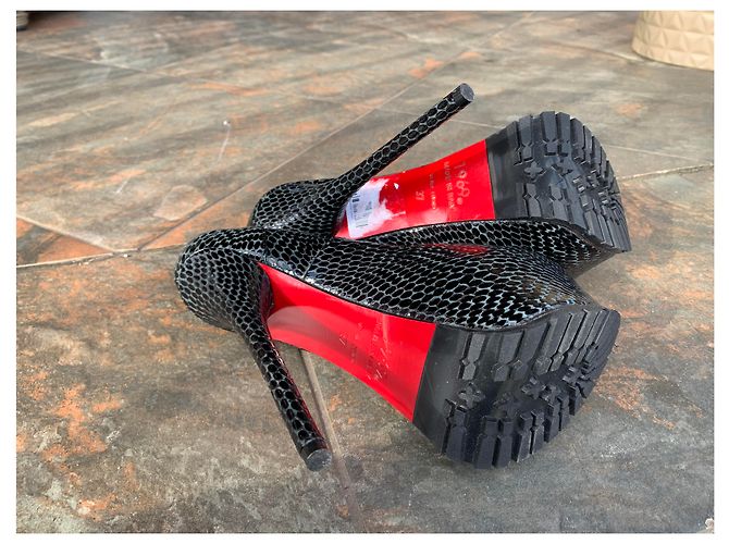 Autre Marque 1969 Pumps aus schwarzem Leder 16cm Absatz - Ansicht 5