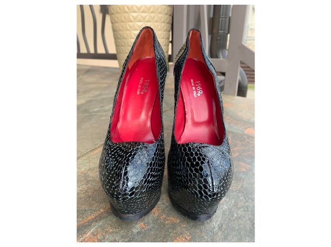 Autre Marque 1969 Pumps aus schwarzem Leder 16cm Absatz - Ansicht 7