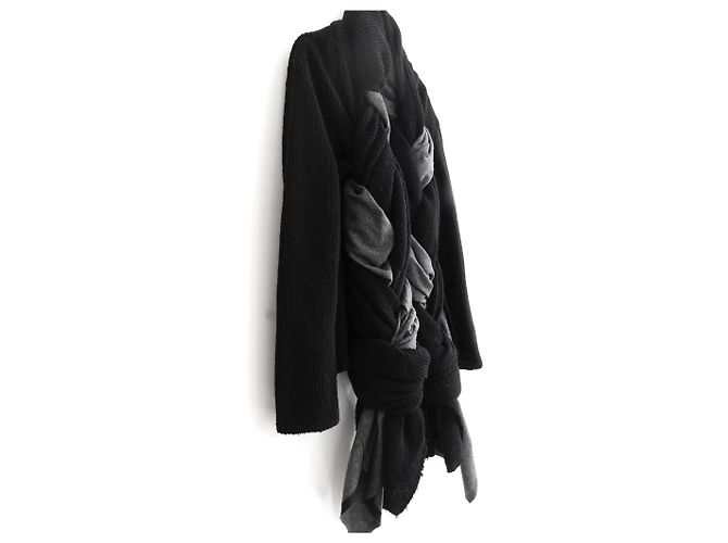 Comme Des Garcons AW14 Strickjacke mit Seilfront Schwarz - Ansicht 4