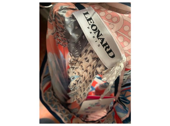 Falda larga plisada Leonard naranja estampado de plumas - vista 3