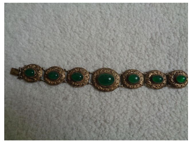 Autre Marque Bracciale in argento e crisoprasio 875 D'oro - vista 2