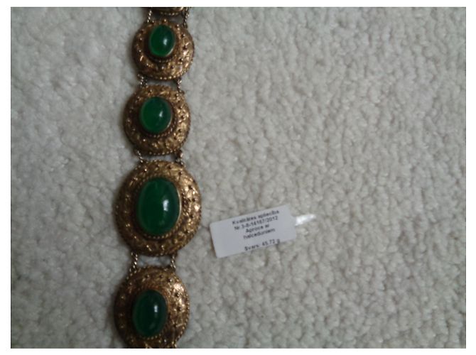 Autre Marque Bracciale in argento e crisoprasio 875 D'oro - vista 5