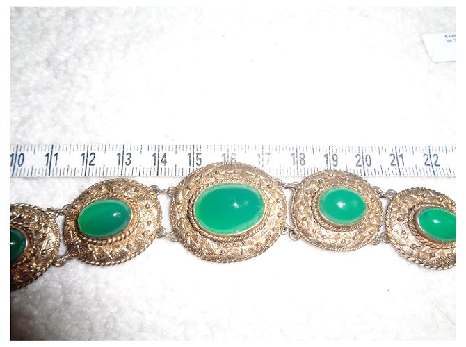 Autre Marque Bracciale in argento e crisoprasio 875 D'oro - vista 7