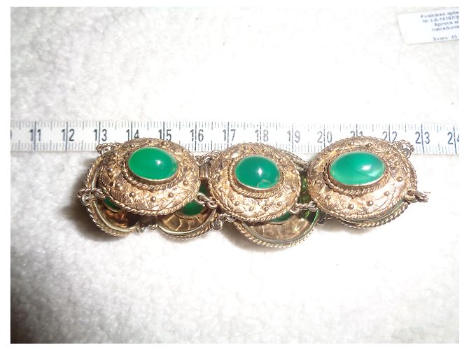 Autre Marque Bracciale in argento e crisoprasio 875 D'oro - vista 9