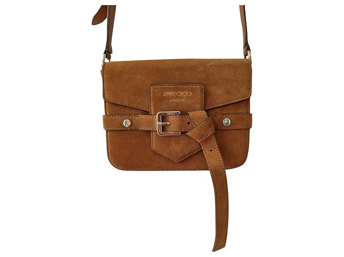 Jimmy Choo Borsa Lexie Scross in pelle di vitello marrone noce moscata e pelle scamosciata di vitello - vista 2