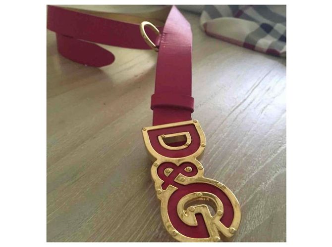 Dolce & Gabbana Gürtel aus Leder Fuchsia und Gold 75 cm Pink Golden Fuschia - Ansicht 3
