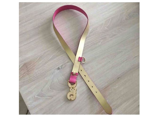 Dolce & Gabbana Gürtel aus Leder Fuchsia und Gold 75 cm Pink Golden Fuschia - Ansicht 4