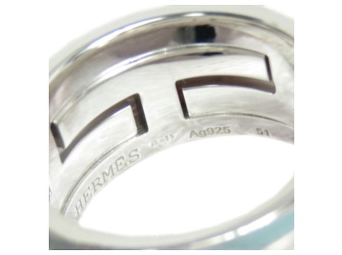 Ring Hermès Bague Hermes Silver Move H Argenté Bleu Bleu clair - vue 2