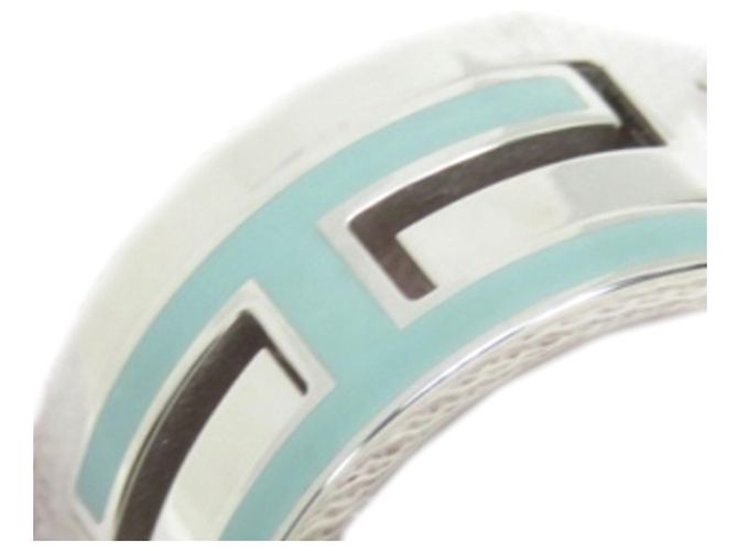 Ring Hermès Bague Hermes Silver Move H Argenté Bleu Bleu clair - vue 3