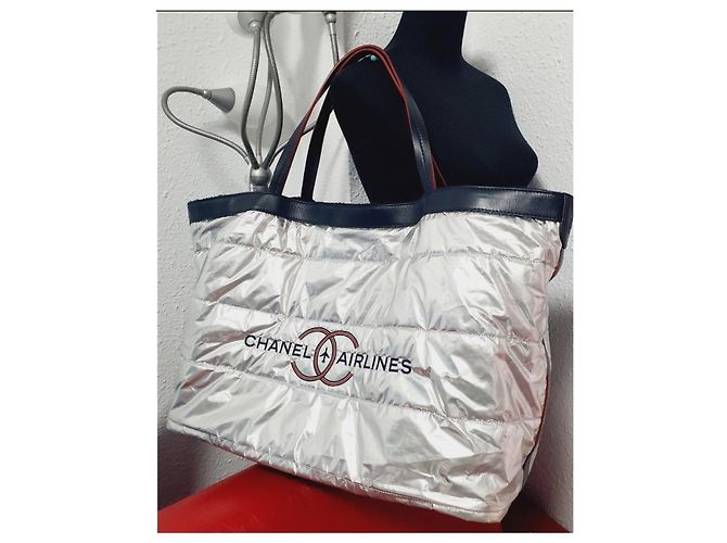 Shopper chanel airlines Argento Blu navy - vista 3