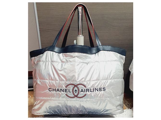 Shopper chanel airlines Argento Blu navy - vista 9