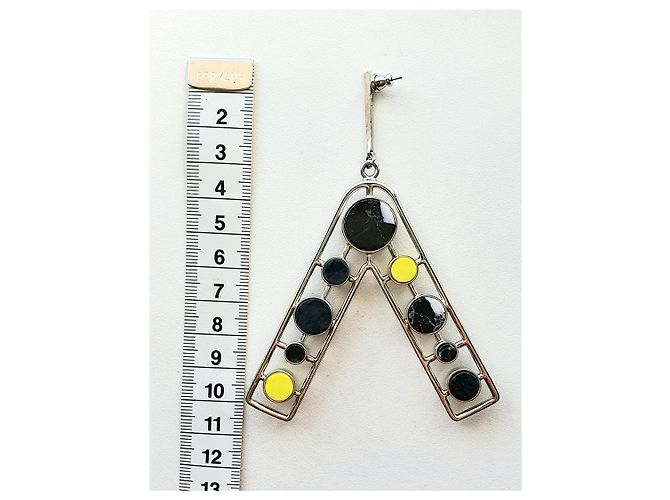 Orecchini Dior Shade de Dior in Palladio con Marmo Nero e Giallo Silver hardware - vista 4