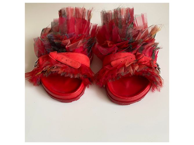 Mules Alexander Mcqueen in pelle rossa Rosso - vista 3