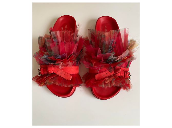 Mules Alexander Mcqueen in pelle rossa Rosso - vista 4