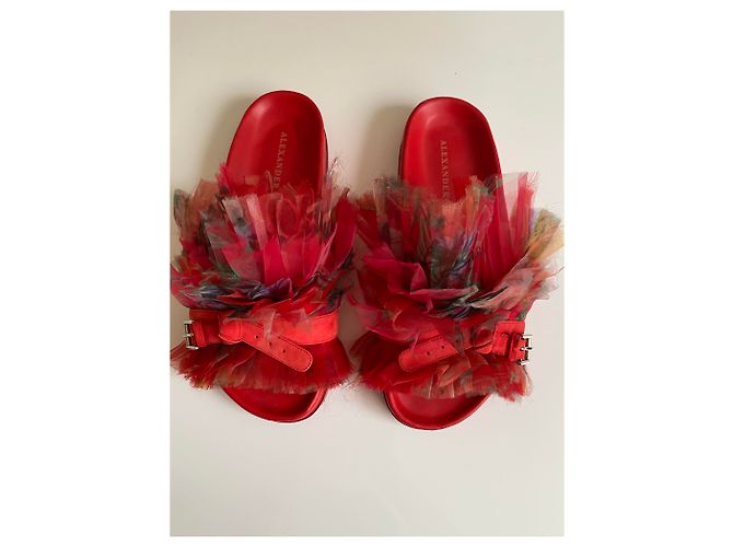 Mules Alexander Mcqueen in pelle rossa Rosso - vista 5