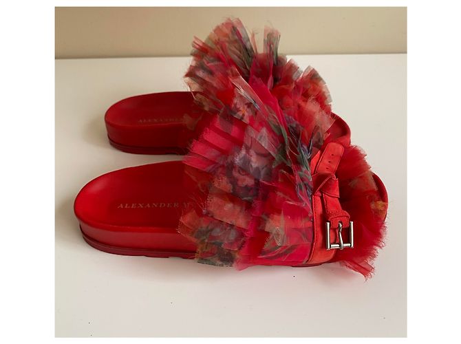 Mules Alexander Mcqueen in pelle rossa Rosso - vista 6