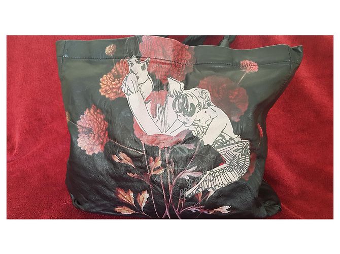 Borsa tote John Galliano in pelle di agnello nera Nero - vista 2