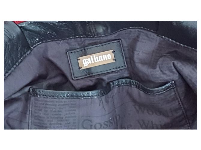 Borsa tote John Galliano in pelle di agnello nera Nero - vista 4