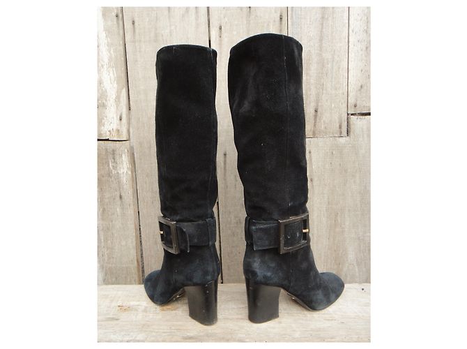 Bottes hautes Gucci en daim noir taille 39 - vue 5