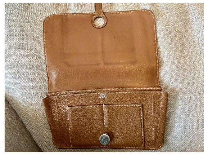 Hermès Dogon Geldbörse Leder Hellbraun - Ansicht 3