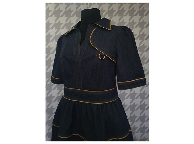 Vestido azul Kay Unger de algodón y poliéster M - vista 2