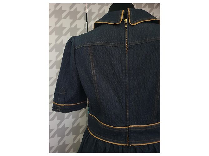 Vestido azul Kay Unger de algodón y poliéster M - vista 4