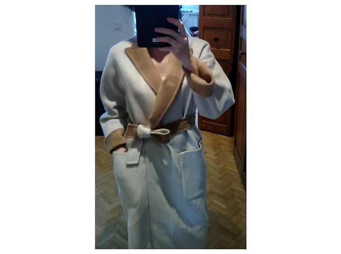 Abrigo de invierno de lana Max Mara Camel Crema Beige Crudo - vista 10