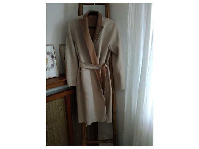 Abrigo de invierno de lana Max Mara Camel Crema Beige Crudo - vista 3