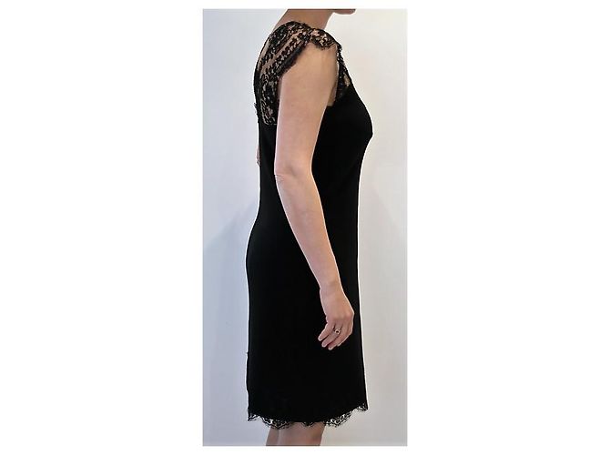 Georges Rech Kleid aus Wolle und Spitze Schwarz - Ansicht 3