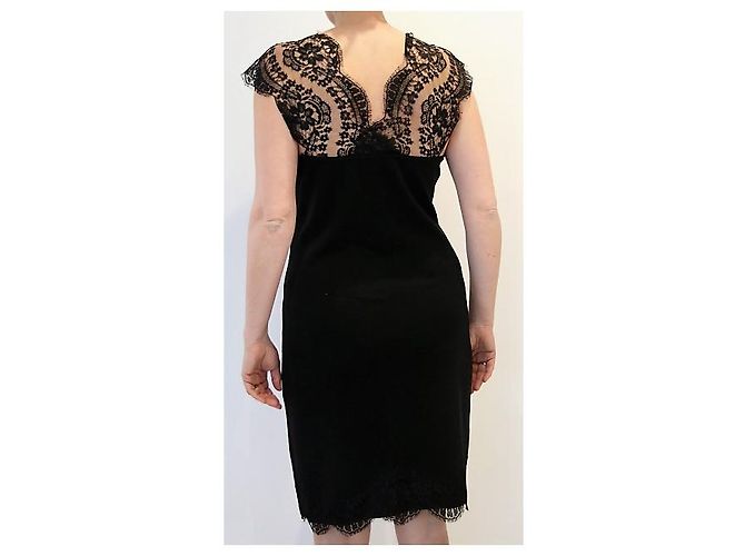 Georges Rech Kleid aus Wolle und Spitze Schwarz - Ansicht 4