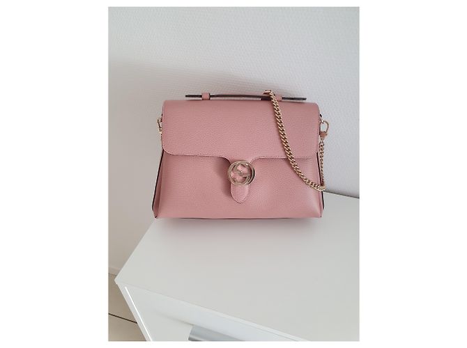 Gucci Interlocking G Borsa a tracolla in agnello rosa - vista 2