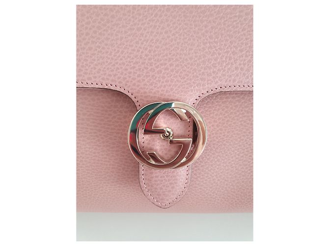Gucci Interlocking G Borsa a tracolla in agnello rosa - vista 5