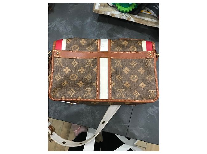 Borsa Louis Vuitton in Pelle Bianca Rossa Marrone Scuro Bianco Rosso - vista 2