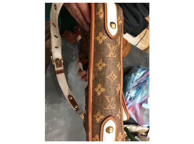 Borsa Louis Vuitton in Pelle Bianca Rossa Marrone Scuro Bianco Rosso - vista 4