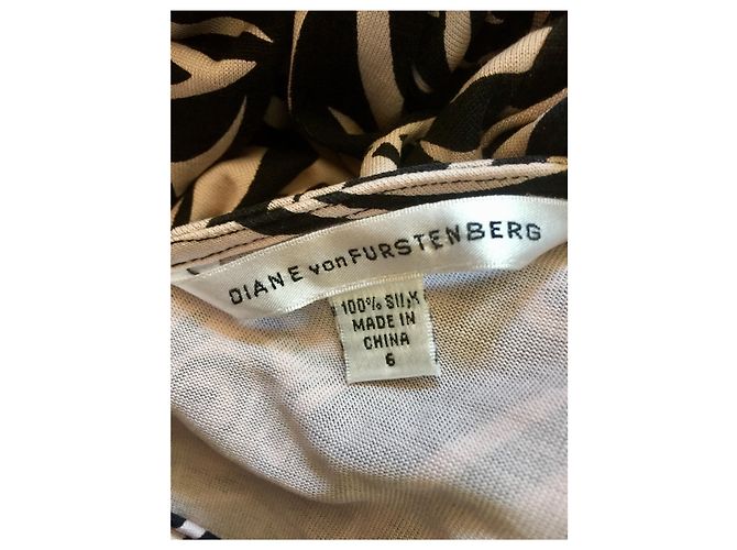 Diane Von Furstenberg Vintage Renel Seidenkleid Schwarz Beige - Ansicht 4