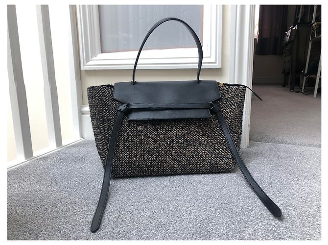 Marsupio Céline Classic grande in tweed e pelle nero Multicolore - vista 2