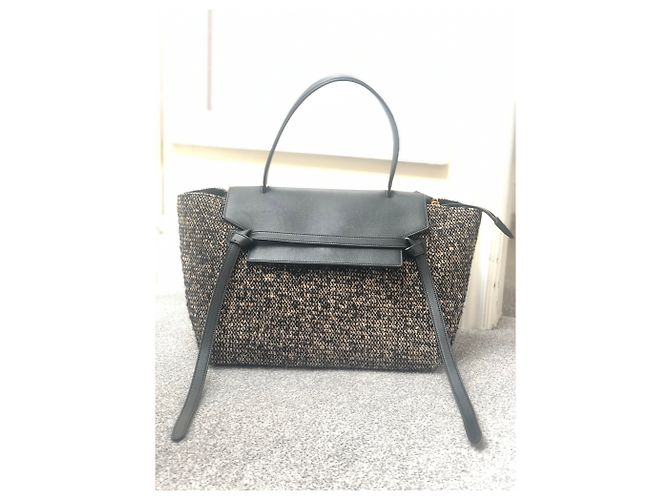 Marsupio Céline Classic grande in tweed e pelle nero Multicolore - vista 3