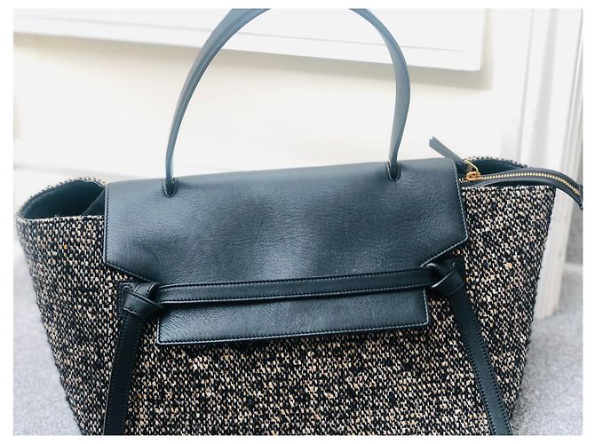 Marsupio Céline Classic grande in tweed e pelle nero Multicolore - vista 4