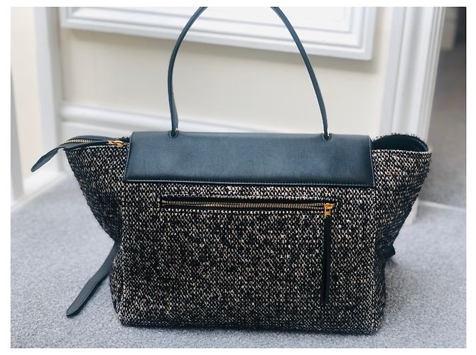 Marsupio Céline Classic grande in tweed e pelle nero Multicolore - vista 5