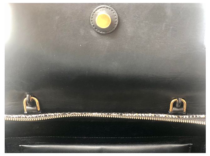 Marsupio Céline Classic grande in tweed e pelle nero Multicolore - vista 8