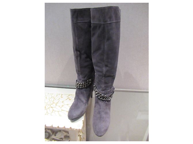 Botas Frida de ante gris con cadenas - vista 5