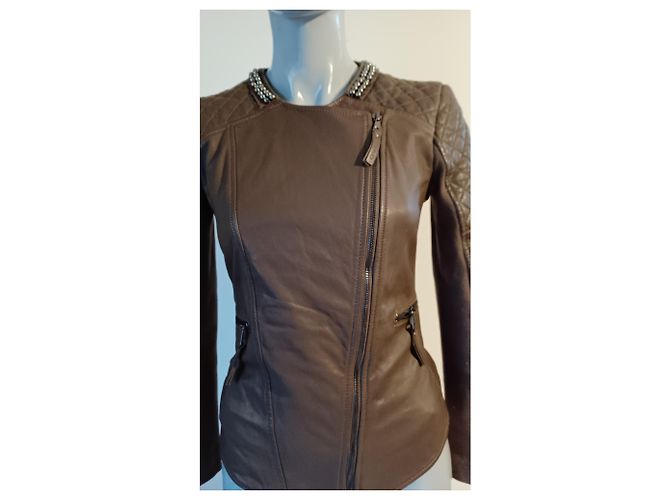 Chaqueta de cuero Pinko Marrón Castaño - vista 2