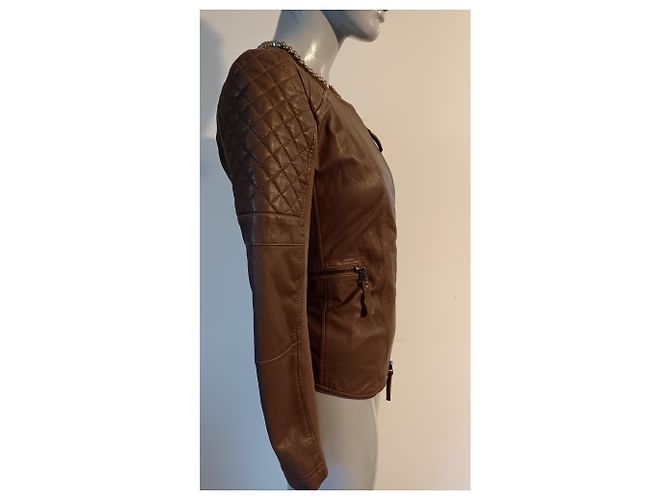 Chaqueta de cuero Pinko Marrón Castaño - vista 5