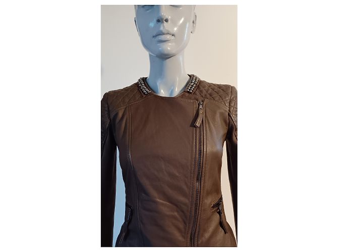 Chaqueta de cuero Pinko Marrón Castaño - vista 6