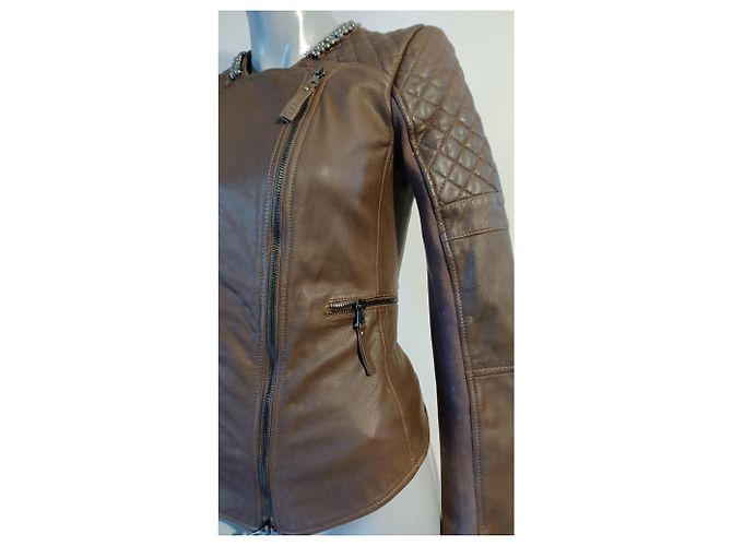 Chaqueta de cuero Pinko Marrón Castaño - vista 7