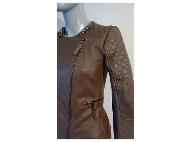 Chaqueta de cuero Pinko Marrón Castaño - vista 8