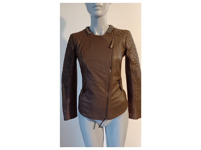 Chaqueta de cuero Pinko Marrón Castaño - vista 9